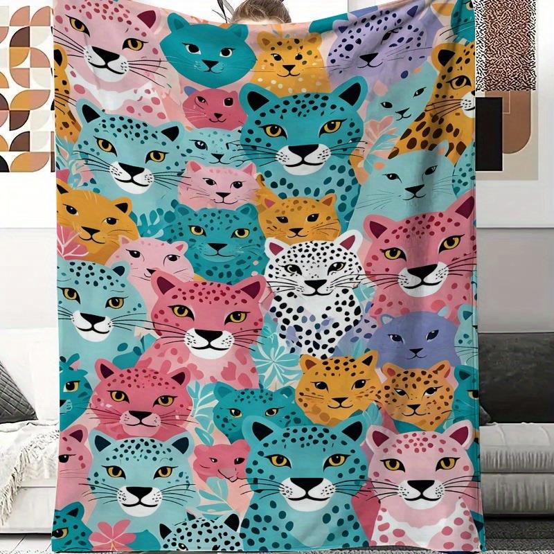 Home Textiles Face Towel - Colorful leopard print face pattern Flannel