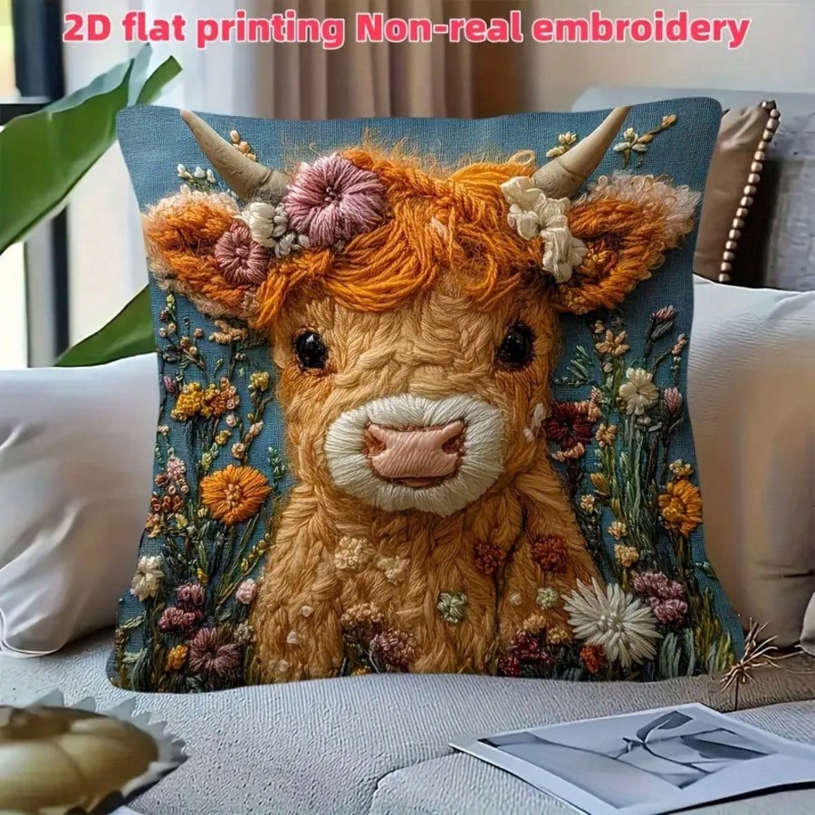 1pc Vintage Highland Cow Decor - огляд і ціна Pillow Insert 18X18