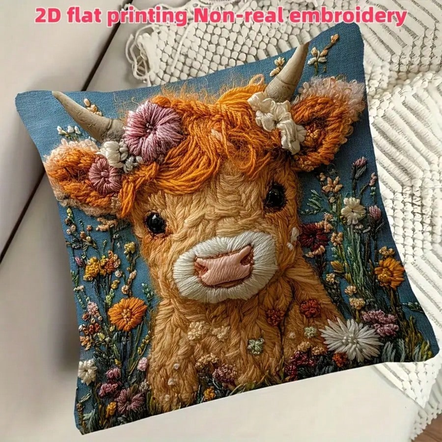 1pc Vintage Highland Cow Decor - огляд і ціна Pillow Insert 18X18