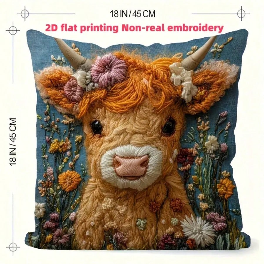 1pc Vintage Highland Cow Decor - огляд і ціна Pillow Insert 18X18