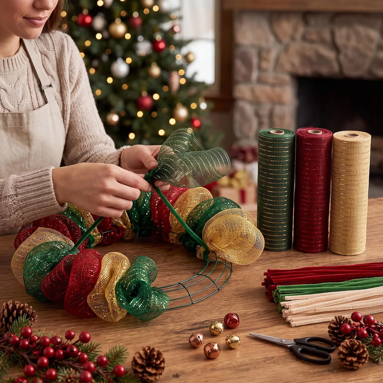 1Roll Grid Ribbon Xmas Tree De - огляд і ціна Home Textiles & Decorations