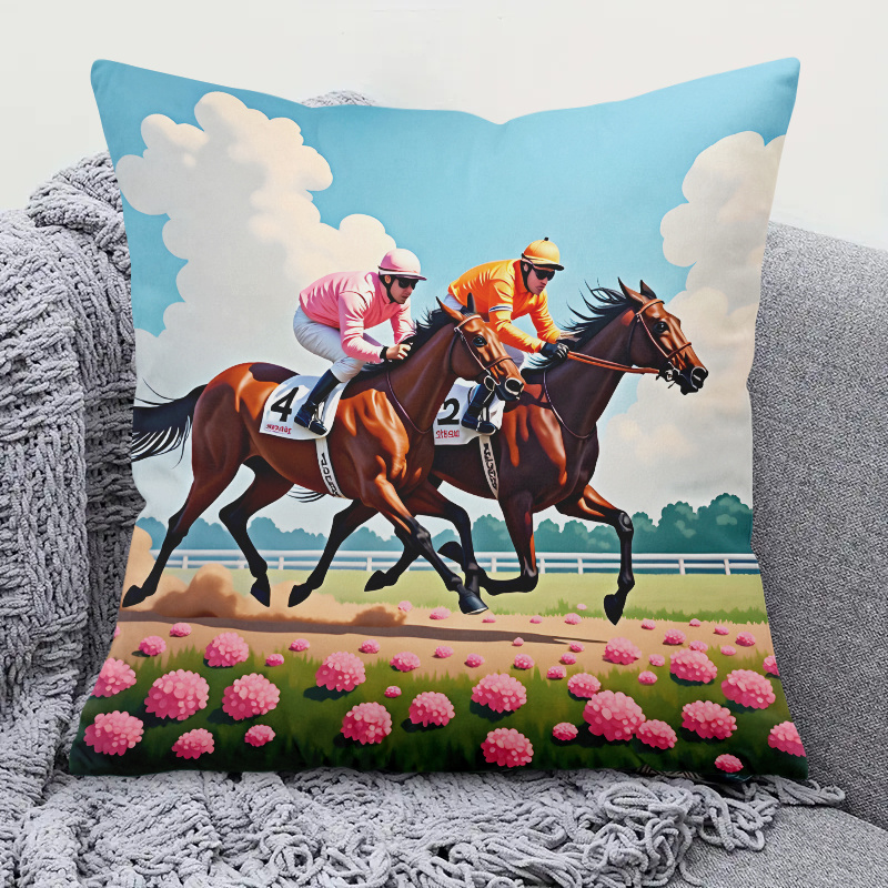 1pc Horse Racing Pillow Cover  - огляд і ціна Pillow Insert 18X18
