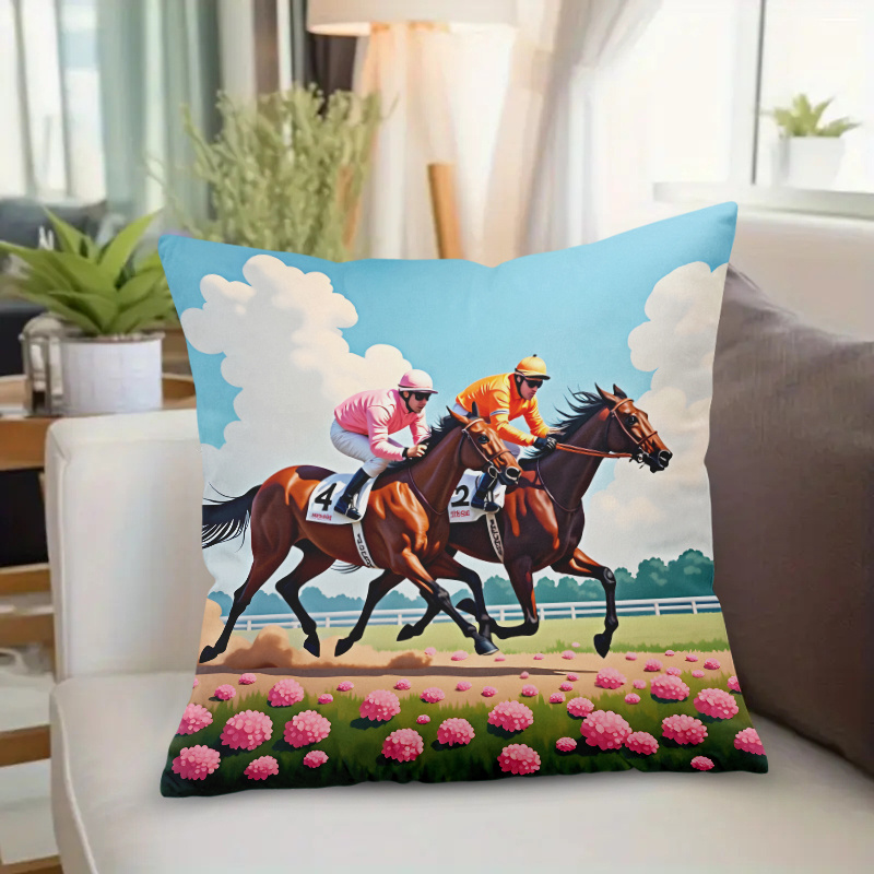 1pc Horse Racing Pillow Cover  - огляд і ціна Pillow Insert 18X18