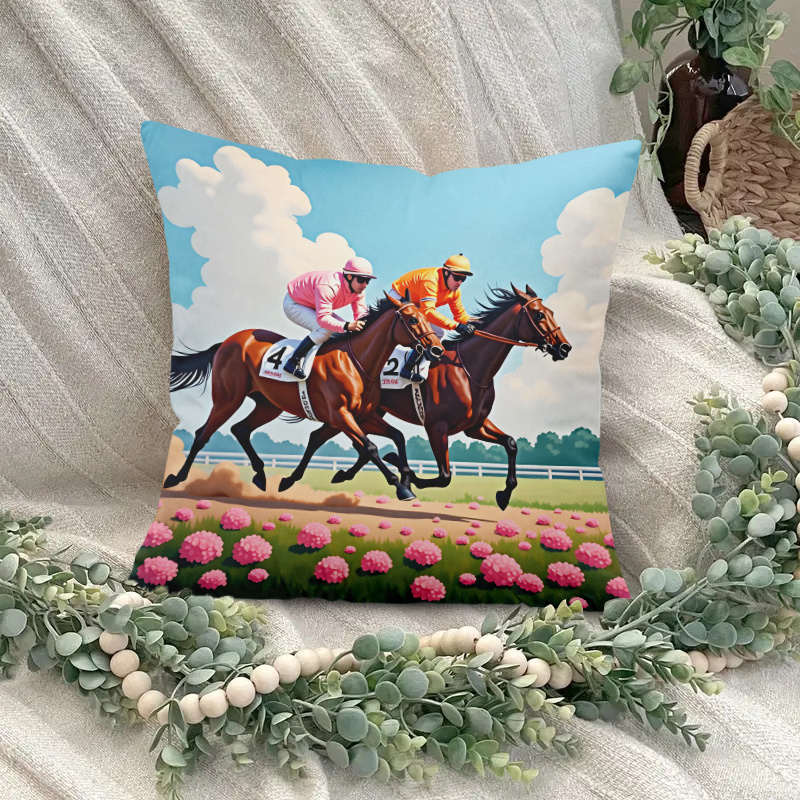 1pc Horse Racing Pillow Cover  - огляд і ціна Pillow Insert 18X18
