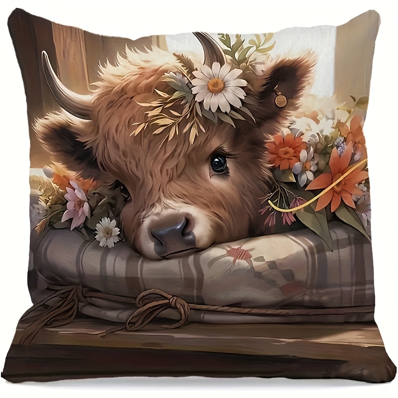 2D Flat - 1pc Highland Cow Pil - огляд і ціна Pillow Insert 18X18