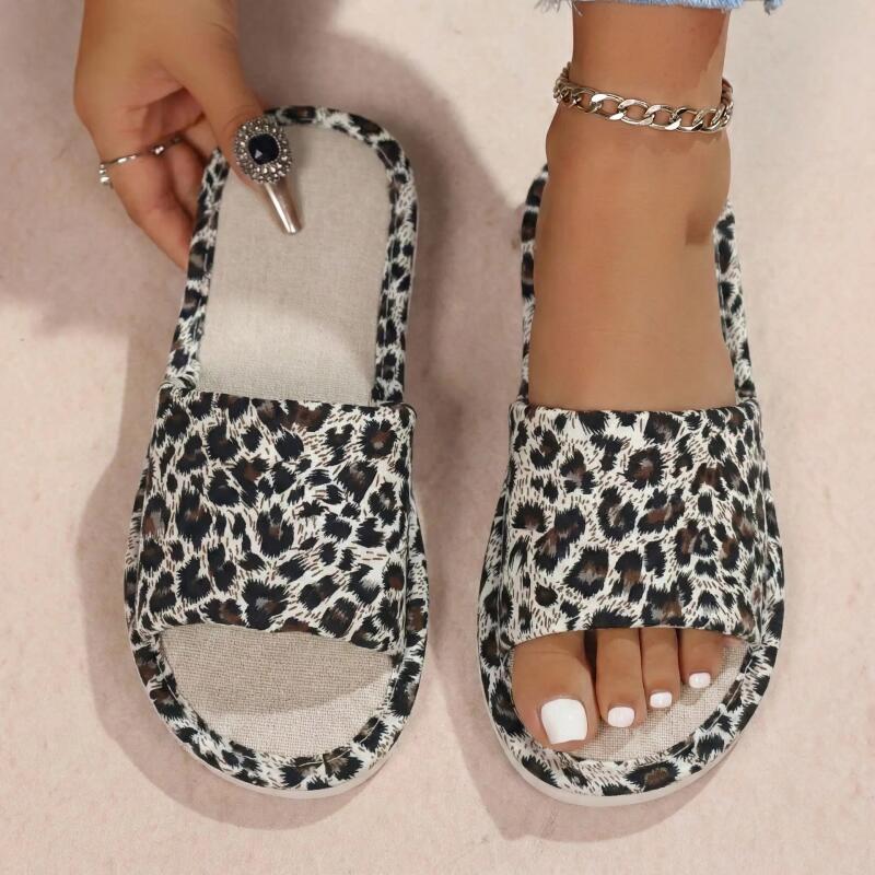 Linen Leopard Women's Slippers - огляд і ціна Home Textile