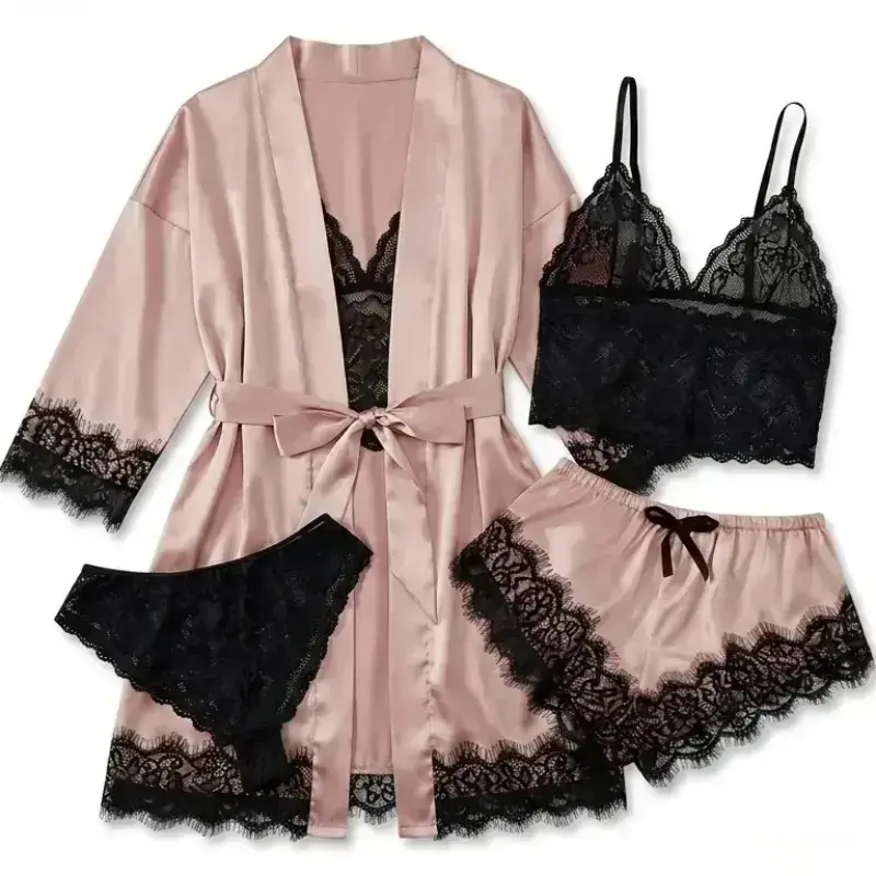 Women's 4-Piece Satin Pajama S - огляд і ціна Home Textile