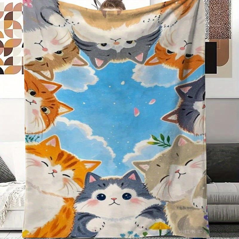 Cute cat face pattern Flannel  - огляд і ціна Home Textiles Face Towel