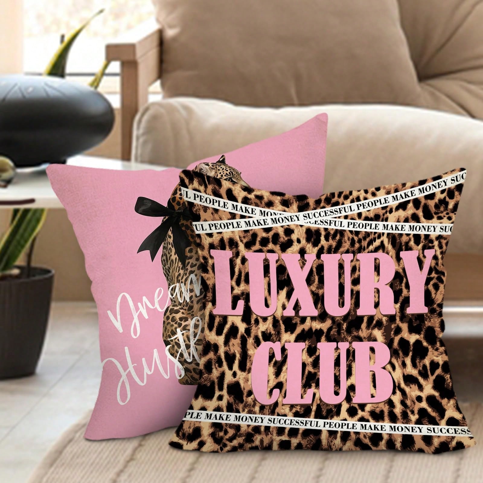 2pcs Leopard Print Pink Decora - огляд і ціна Pillow Insert 18X18