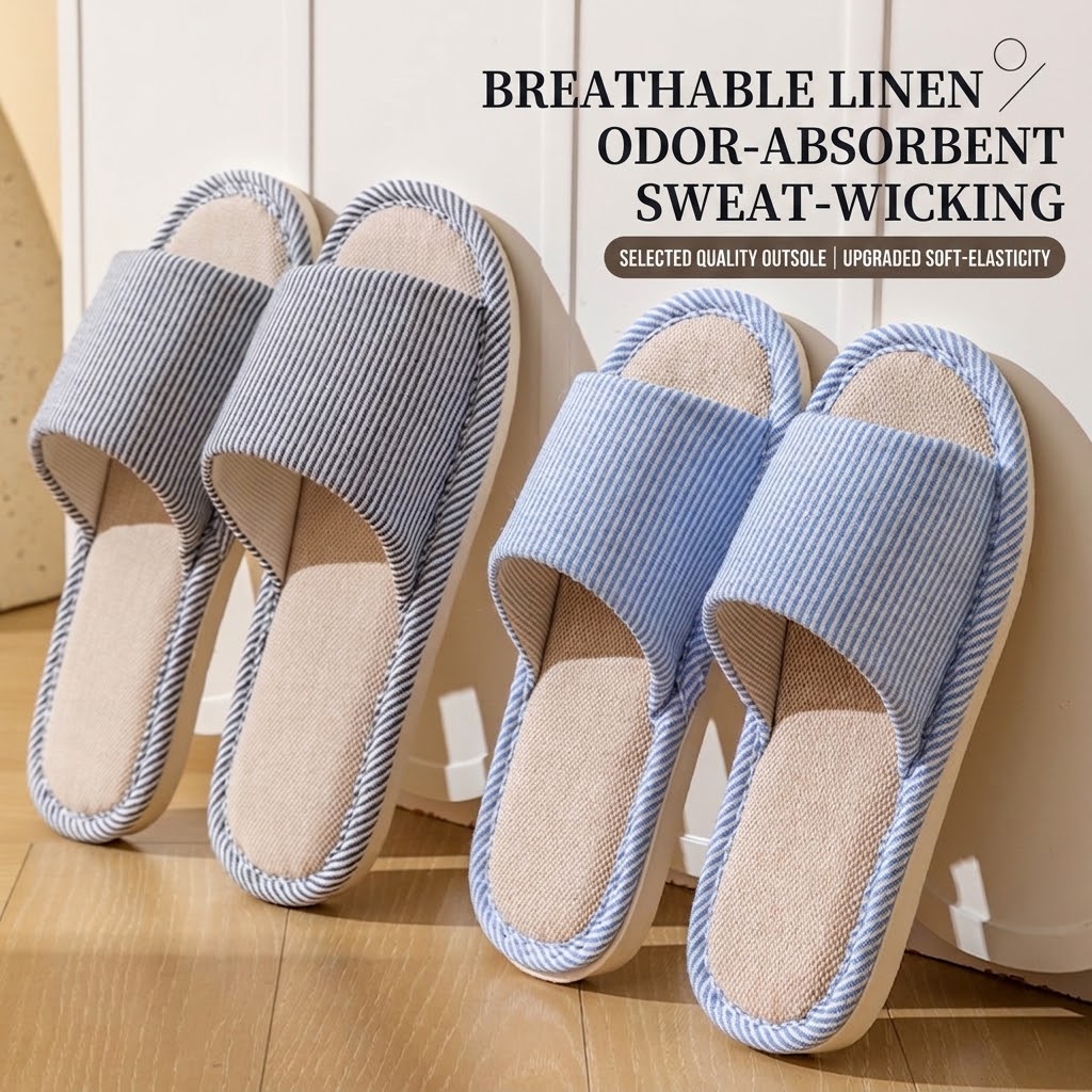 Breathable Flax Linen Slippers - огляд і ціна Home Textile