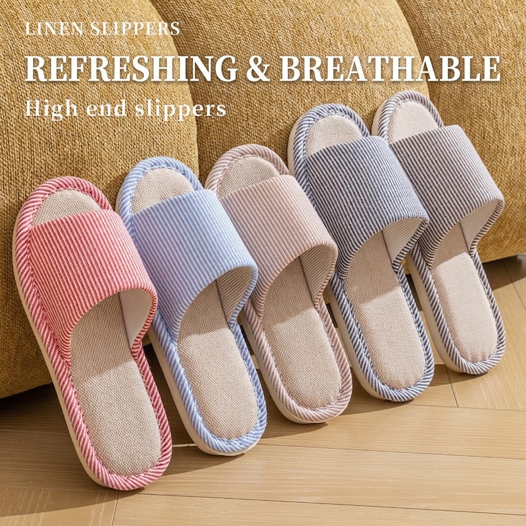 Breathable Flax Linen Slippers - огляд і ціна Home Textile