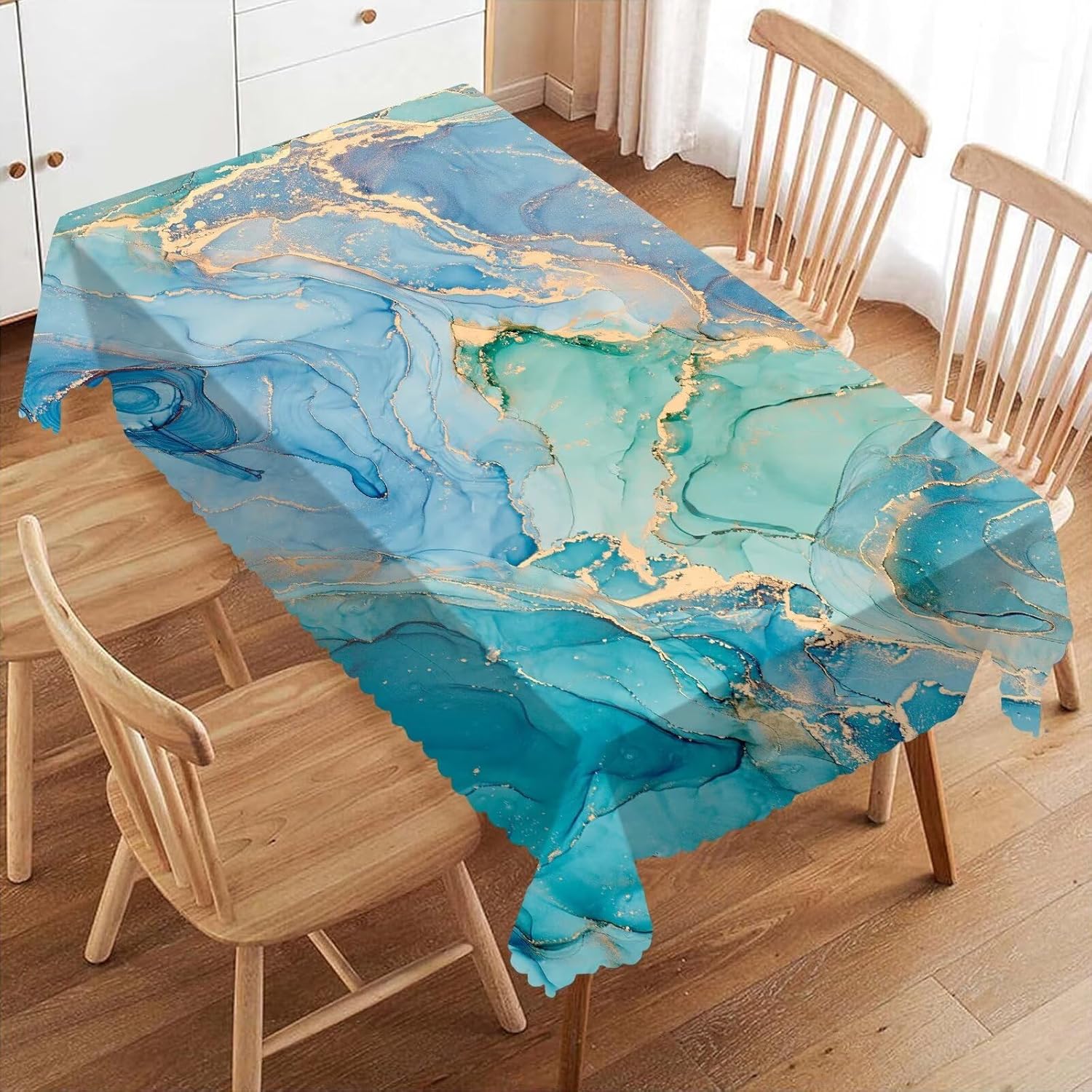 Luxury Teal Marble Fluid Table - огляд і ціна Home Textiles Premium