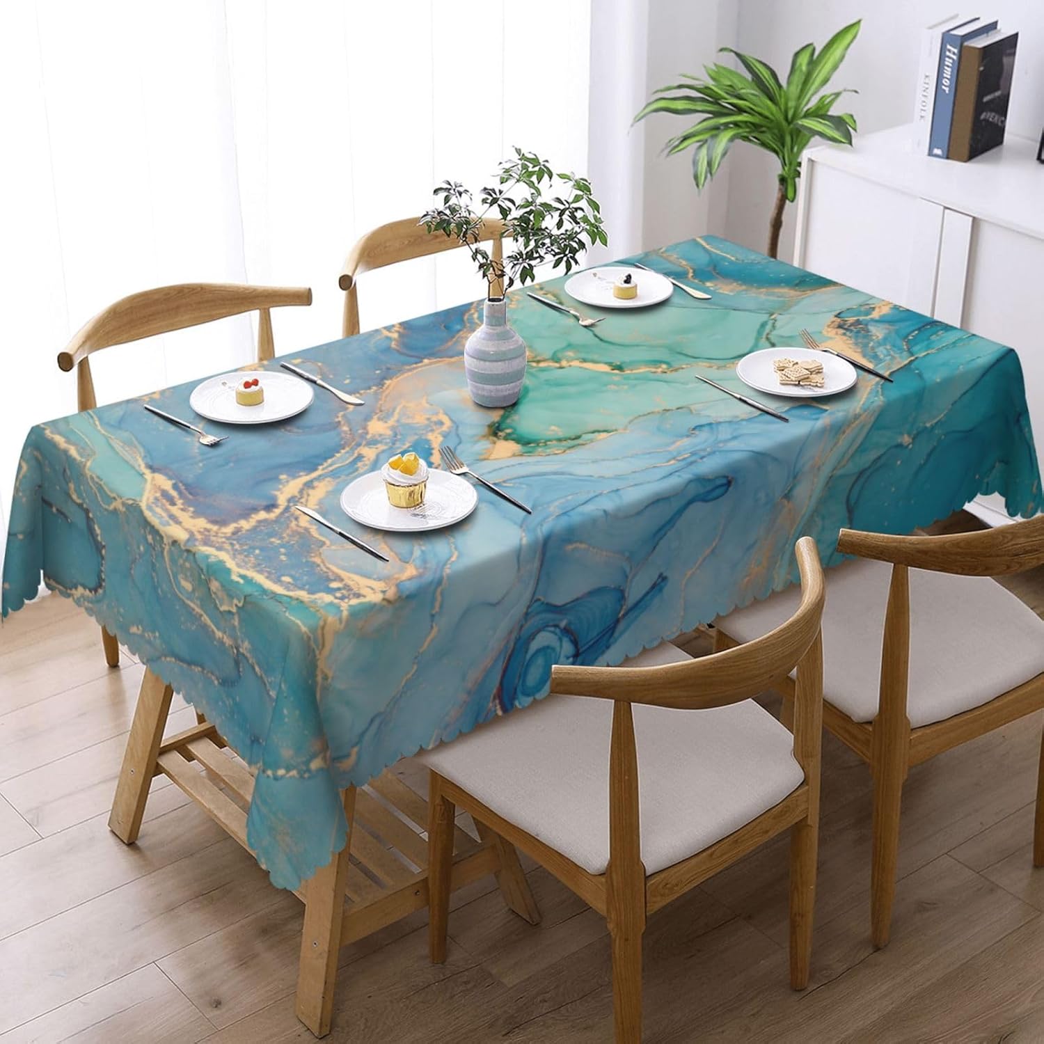 Luxury Teal Marble Fluid Table - огляд і ціна Home Textiles Premium