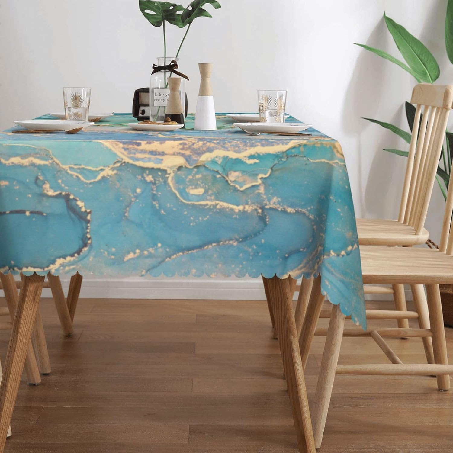 Luxury Teal Marble Fluid Table - огляд і ціна Home Textiles Premium